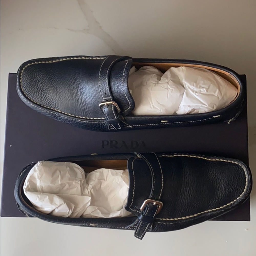 Blue Prada Driving Shoe Loafer